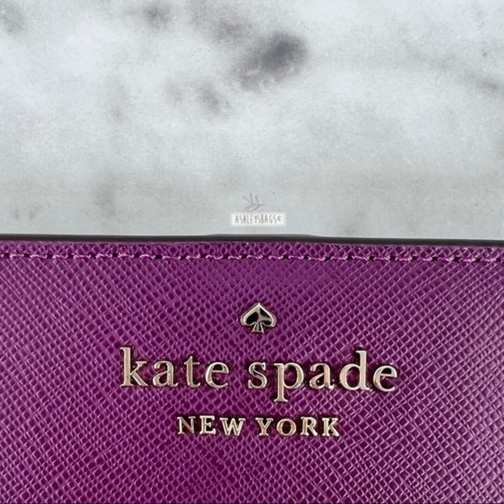 Kate Spade Staci Plum Pie Small Satchel Crossbody & Large Slim Bifold Wallet - Picture 13 of 16